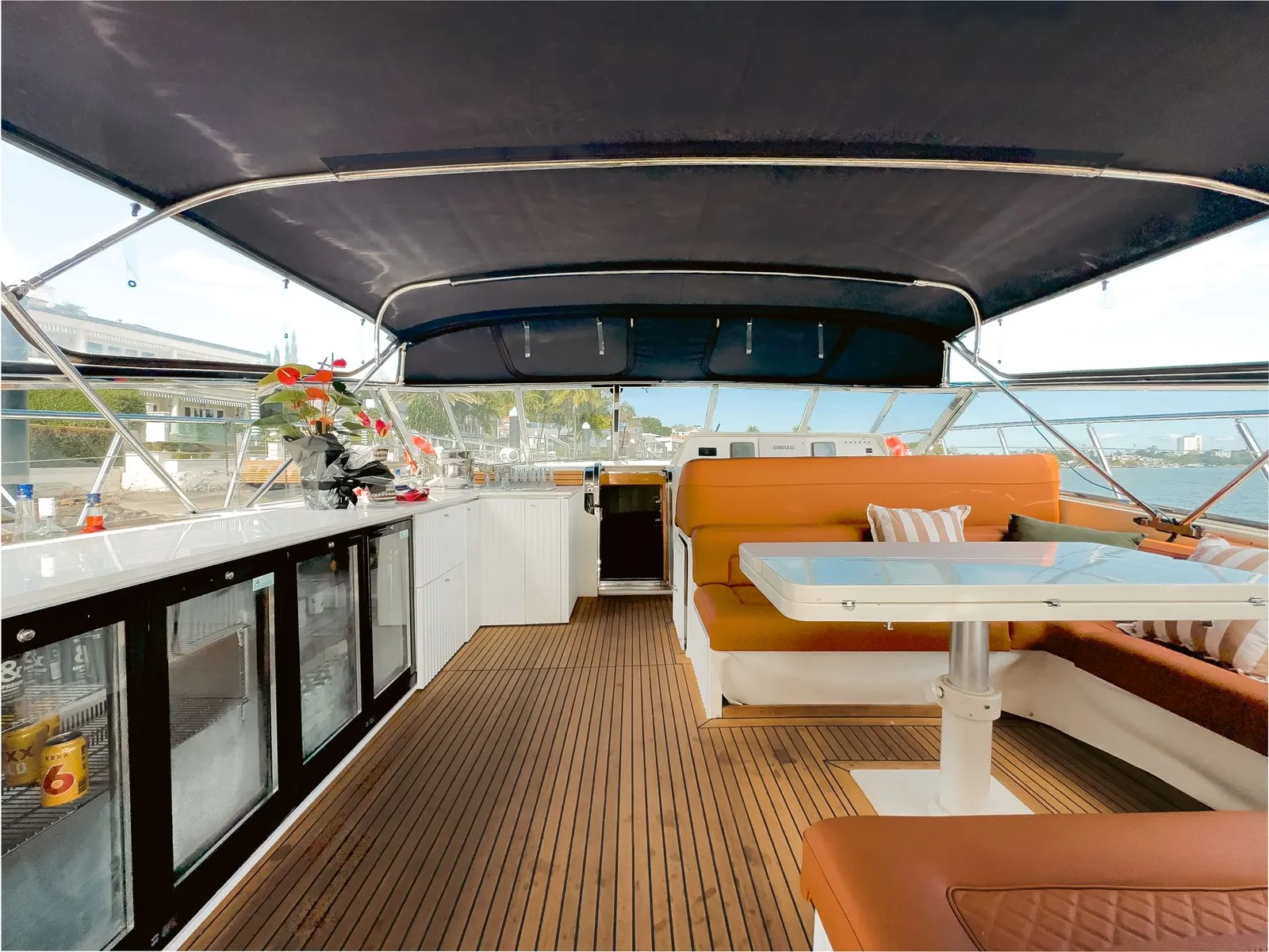 The deck bar stocked for the day