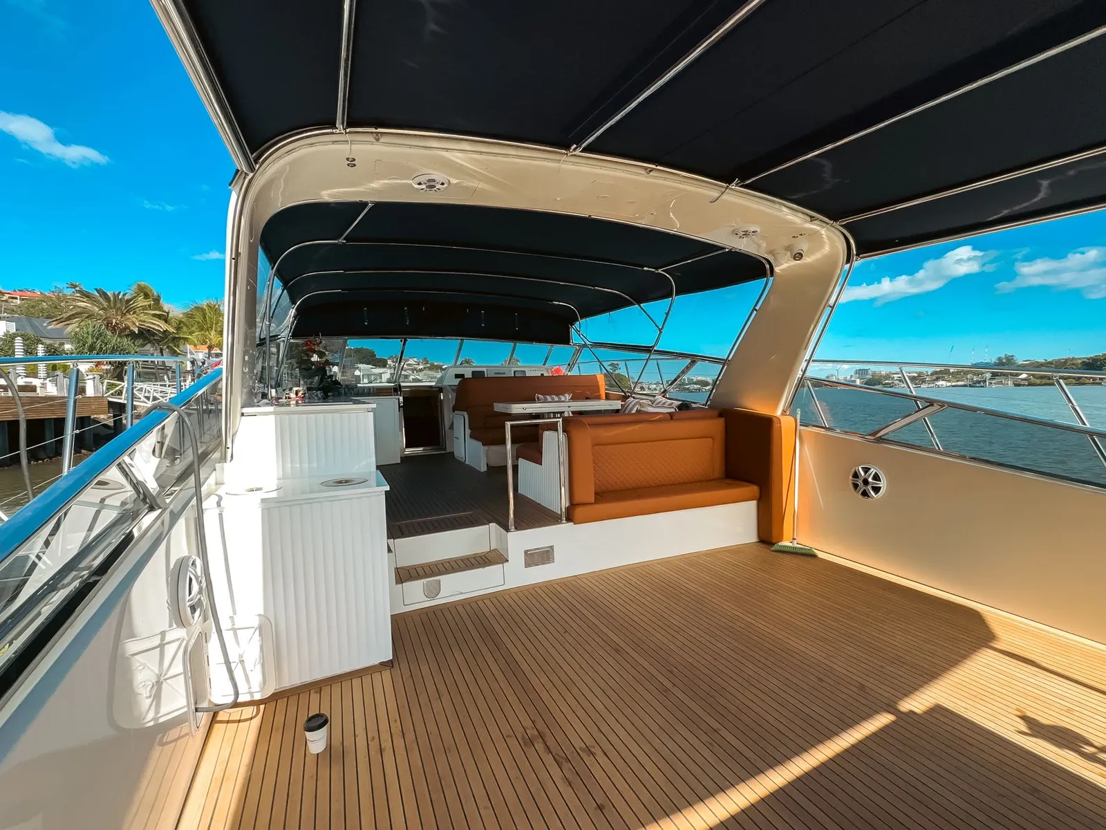 The bow of the Bote Charters yacht in the sunshine