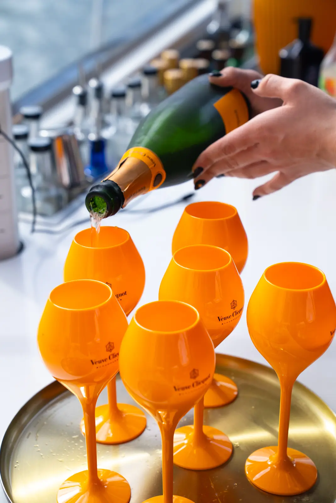 Champagne service on the deck of Bote Charters