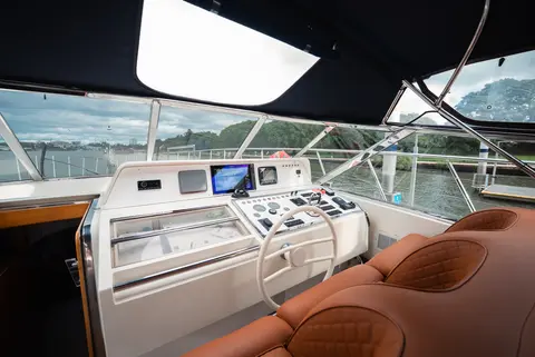 The helm station on Bote Charters