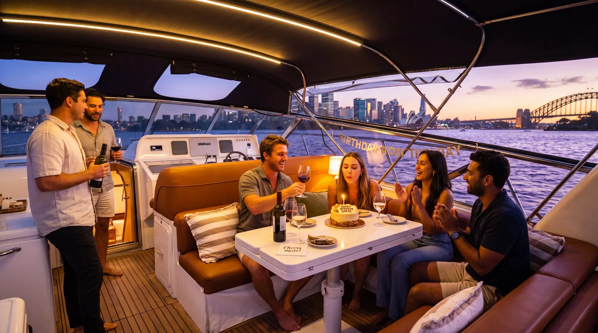Birthday celebration on board the Bote Charters yacht